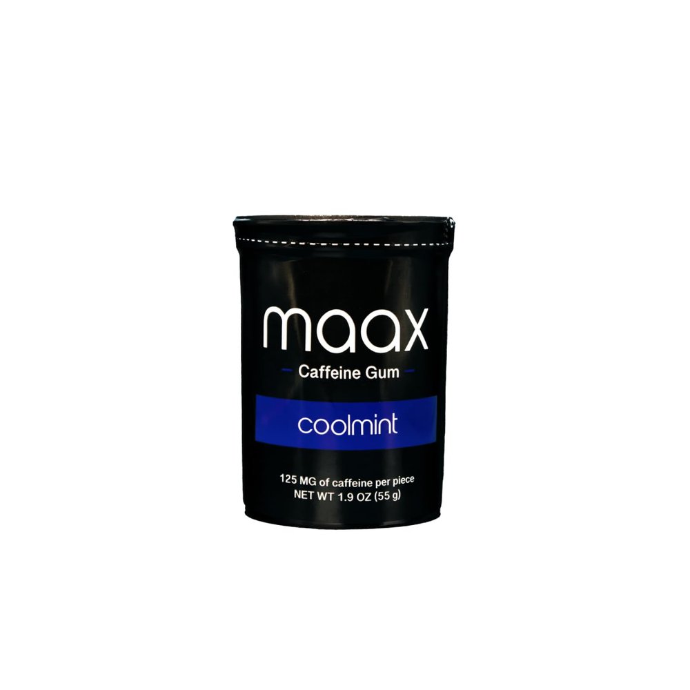 Maax Caffeine Energy Gum | 125mg of caffeine per piece | Coolmint | 25 pieces per container