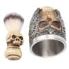 Men's Shaving Set, Hair Shaving Brush Stainless Steel Shaving Bowl Men's Beard Shaving Set Skeleton Head Beard Brush Kit for Home for Salon view 3