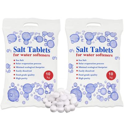HSD 10 kg Salt Tablets, water softener tablets 10kg, Food Grade, Compatible to All Water Softener Machines, salt tablet water softener, 100% Genuine British Salt Tablet (2 Bags, 10 KG)