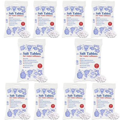 HSD 10 kg Salt Tablets, water softener tablets 10kg, Food Grade, Compatible to All Water Softener Machines, salt tablet water softener, 100% Genuine British Salt Tablet (10 Bags, 10 KG)