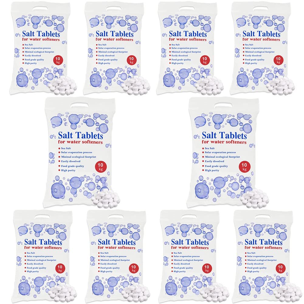 HSD 10 kg Salt Tablets, water softener tablets 10kg, Food Grade, Compatible to All Water Softener Machines, salt tablet water softener, 100% Genuine British Salt Tablet (10 Bags, 10 KG)