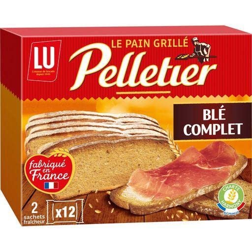 PELLETIER - Whole wheat toast box of 24 slices - 500 g