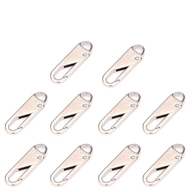 10PCS Replacement Zipper Slider Zipper Repair Kit Puller for Clothing Zip Fixer for Bag Backpack Zipper Pull Sewing Accessories-Spain,10PCS Silver