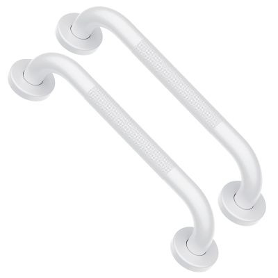 2 Pack 12 Inch Oil Rubbed White Shower Grab Bars w/Anti-Slip knurled Grip, iMomwee Stainless Steel Wall Mount Bathroom Safety Balance Handrail, Handicap Elderly Senior Assist Textured Grab Bar Handle