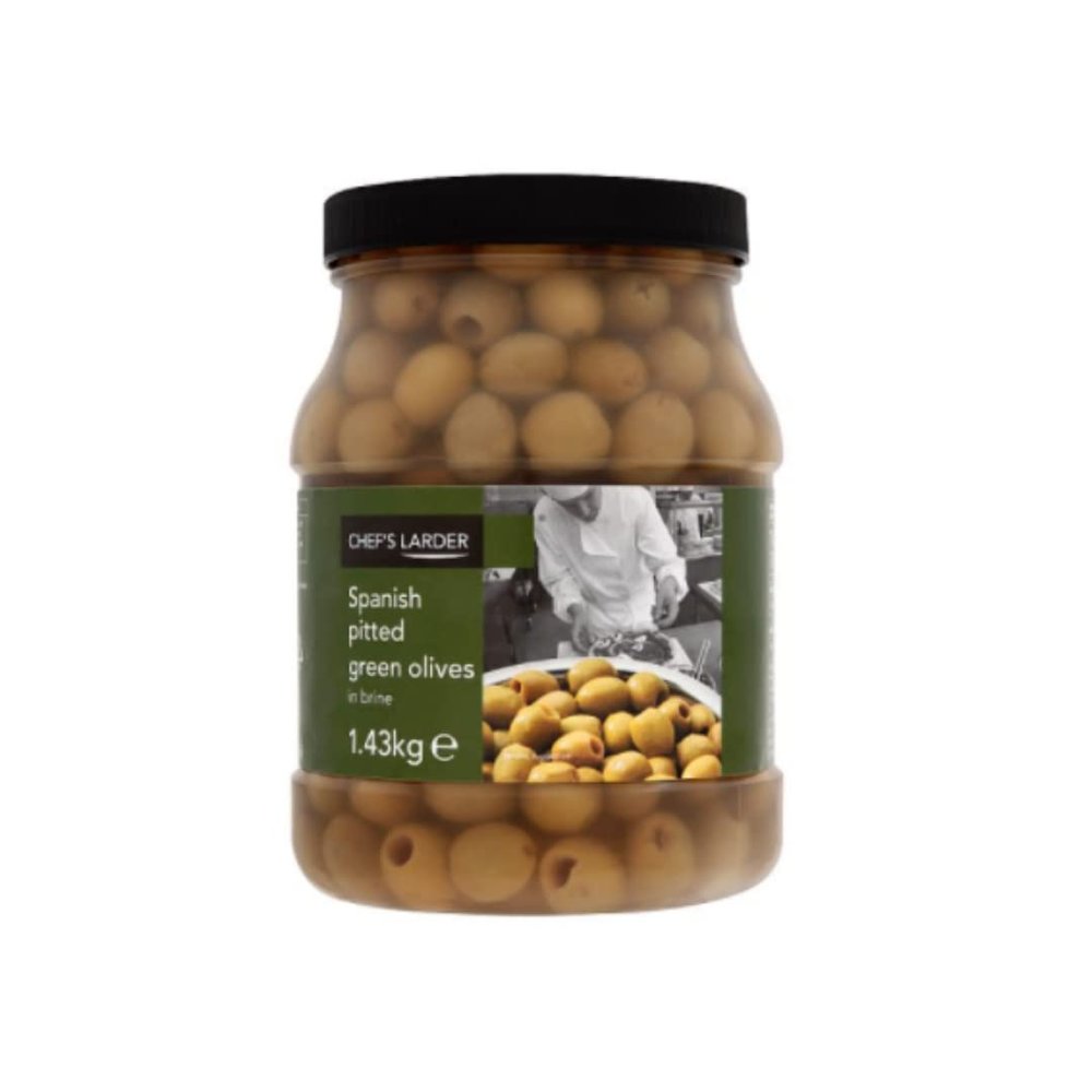 Chef's Larder Spanish Pitted Green Olives in Brine 1.43kg x 6