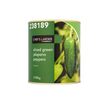 Chef's Larder Sliced Green Jalapeno Peppers in Brine 2.95kg x 6
