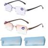 2pcs New Diamond-Cut Bifocal Progressive and Anti-Blue Eyewear Ultralight Reading Glasses, Anti-Blue Progressive Far and Near Dual-use Reading Glasses (+3.50/ (65-70)) view 1