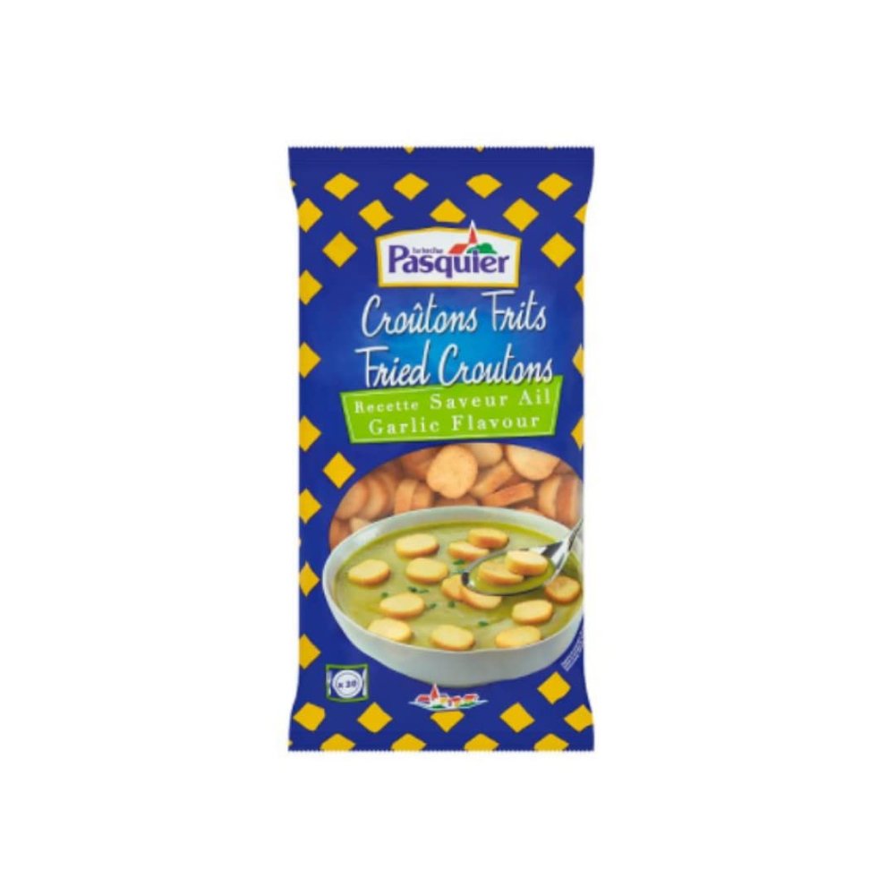 Brioche Pasquier Soup Croutons Garlic 500g x 12  Crispy garlic croutons for Soups, Salads & Gourmet Serving | Bulk Catering Case