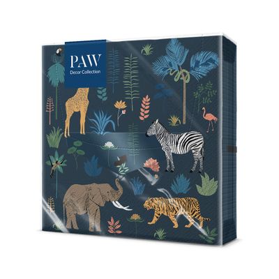PAW Decor Collection Paw Decor Collection cm 3 Ply Paper Napkins Pack of 20 Printed with Water Based Inks Table Decoration Wild Nature Exotic Animals