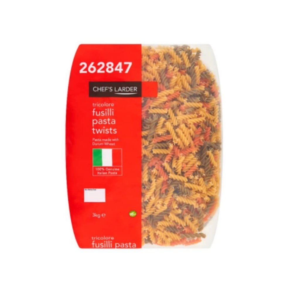 Chef's Larder Tricolore Fusilli Pasta Twists 3kg x 4