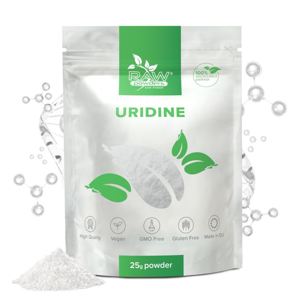 Uridine Powder 25g  Cognitive & Brain Support  Pure Ingredients, GMO & Gluten Free  GMP Certified Nootropic Supplement by Raw Powders