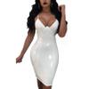VCXZ Women Latex Catsuit Bodycon Dress Sexy Bodycon Lingerie Faux Leather Bandage,White,M view 1