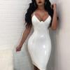 VCXZ Women Latex Catsuit Bodycon Dress Sexy Bodycon Lingerie Faux Leather Bandage,White,XXL view 2