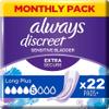Always Discreet Women's Long Plus Incontinence Pads (22 Pads) Mega Pack, Strong Protection You Barely Feel view 1