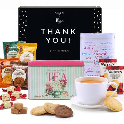 Hatties Gifts Thank You Gifts for Women & Men  Tea and Biscuits Gift Set Thank You Hamper for Teachers, Colleagues, Friends & Loved Ones  Includes Vanilla Fudge & Shortbread Assorted