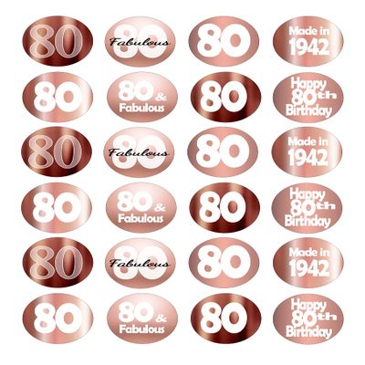 24 edible 80th Birthday rose gold style party decorations Iced Icing Fondant Fairy CupCake Cake Toppers