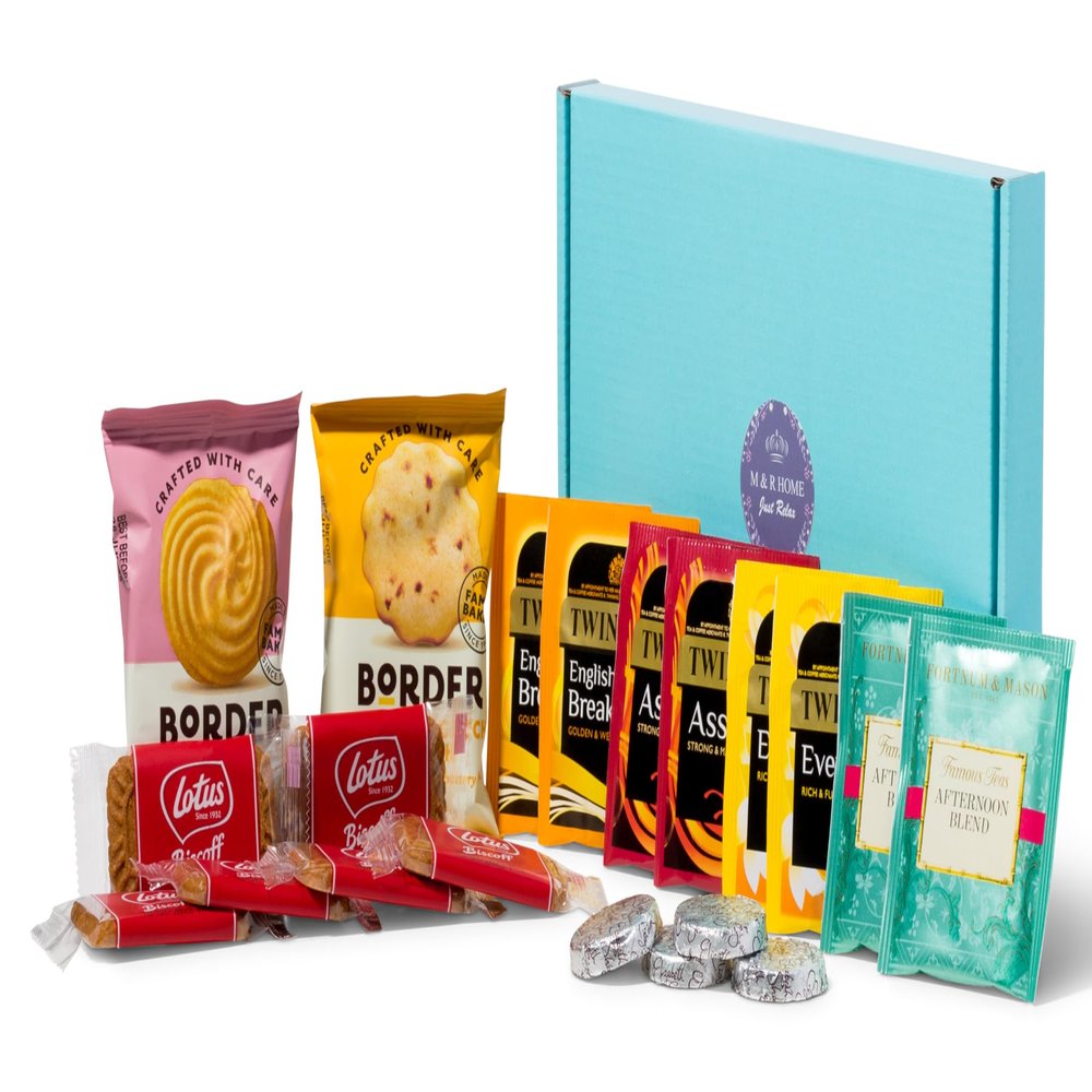 Afternoon Tea and Biscuit Hamper Gift  English Tea, Luxury Biscuits & Chocolates  Mothers Day Gifts, Gift Basket for Couples, Get Well Soon, Thank You, Birthdays  Gift for Men & Women