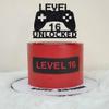 Level 16 Unlocked Cake Topper 16th Birthday Cake Topper Video Game Controller Theme Cake Decorations Party Supplies view 2