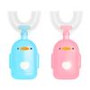 HanTong 2 Packs Kids U Shaped Toothbrush Whole Mouth with Silicone Bristles Massage Childrens Tooth Brush, 360 All-Round Oral Cleaning, U-Shaped Training Toothbrushes for Toddler Baby(Pink and Blue) view 1