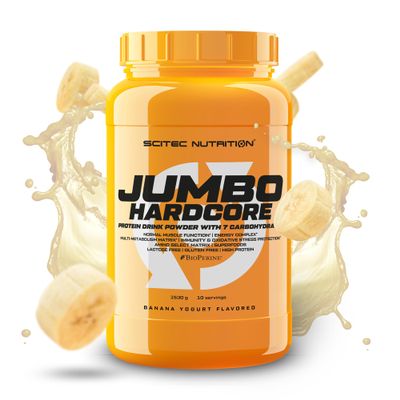 Scitec Nutrition Jumbo Hardcore, High Protein Weight Gainer with Amino Select Matrix, Superfoods, Creatine and with 7 carbohydrates, Gluten-Free and Lactose-Free, 1530 g, Banana Yogurt