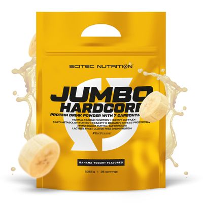 Scitec Nutrition Jumbo Hardcore, High Protein Weight Gainer with Amino Select Matrix, Superfoods, Creatine and with 7 carbohydrates, Gluten-Free and Lactose-Free, 5355 g, Banana Yogurt