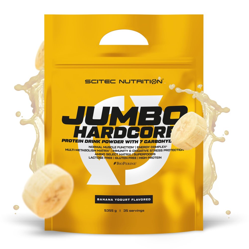 Scitec Nutrition Jumbo Hardcore, High Protein Weight Gainer with Amino Select Matrix, Superfoods, Creatine and with 7 carbohydrates, Gluten-Free and Lactose-Free, 5355 g, Banana Yogurt