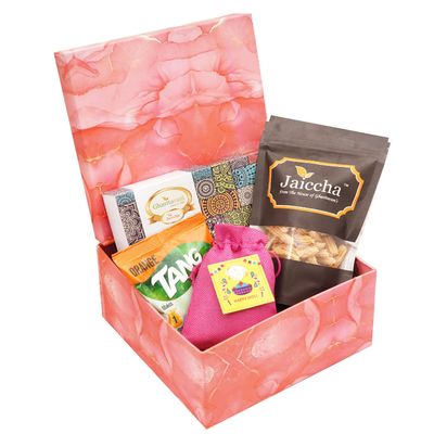 Ghasitaram Gifts Jaiccha Holi - Sweets/Holi Hampers/Thandai Colourful Holi Box of Desi Ghee Gujiyas, Butter Chakli, and Thandai