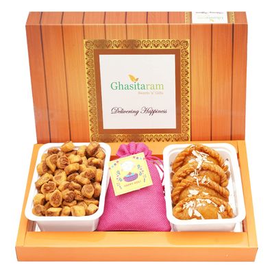 Assorted Box of Gujiyas, Bhakarwadi and Thandai