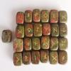 Lovionus89 Natural Rune Stones Set, Polished Engraved Elder Futhark Alphabet Magic Lettering Crystal for Meditation Divination Healing Chakra,Unakite view 2