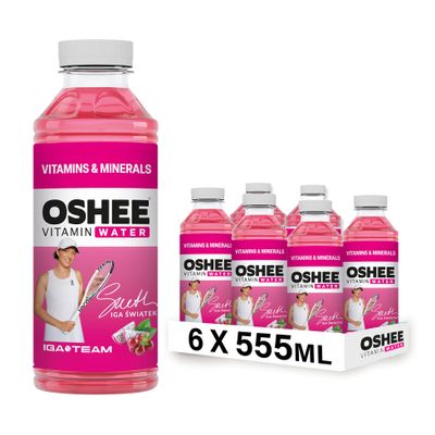 Oshee Vitamin Water  Non-carbonated red grape and dragonfruit flavour drink with addition of vitamins, zinc and iodine. Pasteurized, 555ml (Pack of 6).