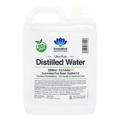 Distilled Water - 100% Pure Steam Distilled H2O - 2200ml (1 x 2.2 Litres)