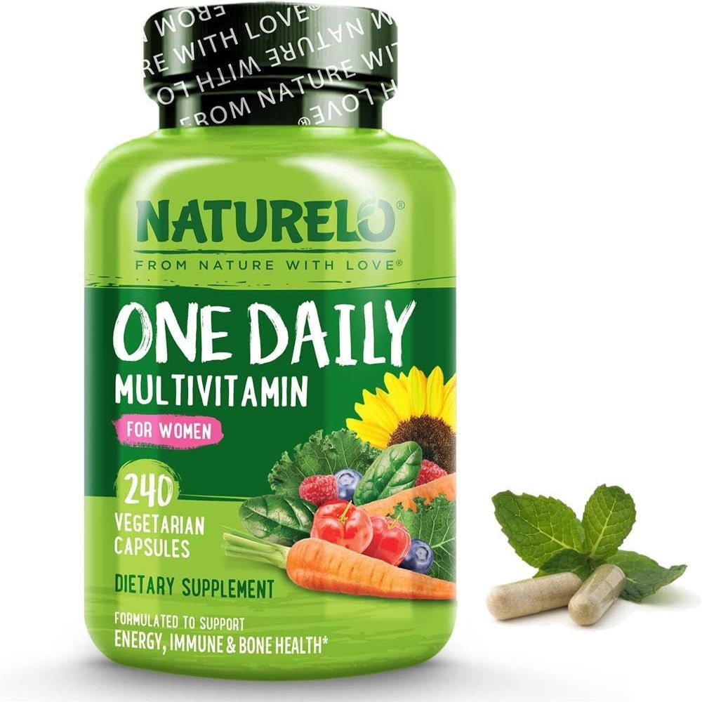 Womens Multivitamin One Daily | 240 Vegan Capsules (8 Month Supply) | 30 Essential Vitamins & Minerals, Whole Food with Fruit & Veg Extracts, with Iron, Gentle, No Tablets | NATURELO