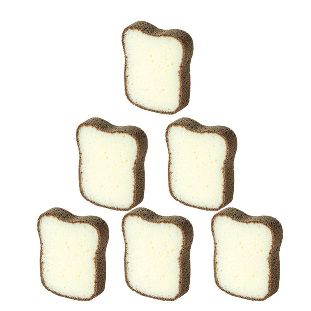 TOPBATHY 6pcs Toast Design Dishwashing Sponges Lightweight Kitchen Scrubbers for Effective Cleaning and Pan Washing with Sturdy Sponge Material