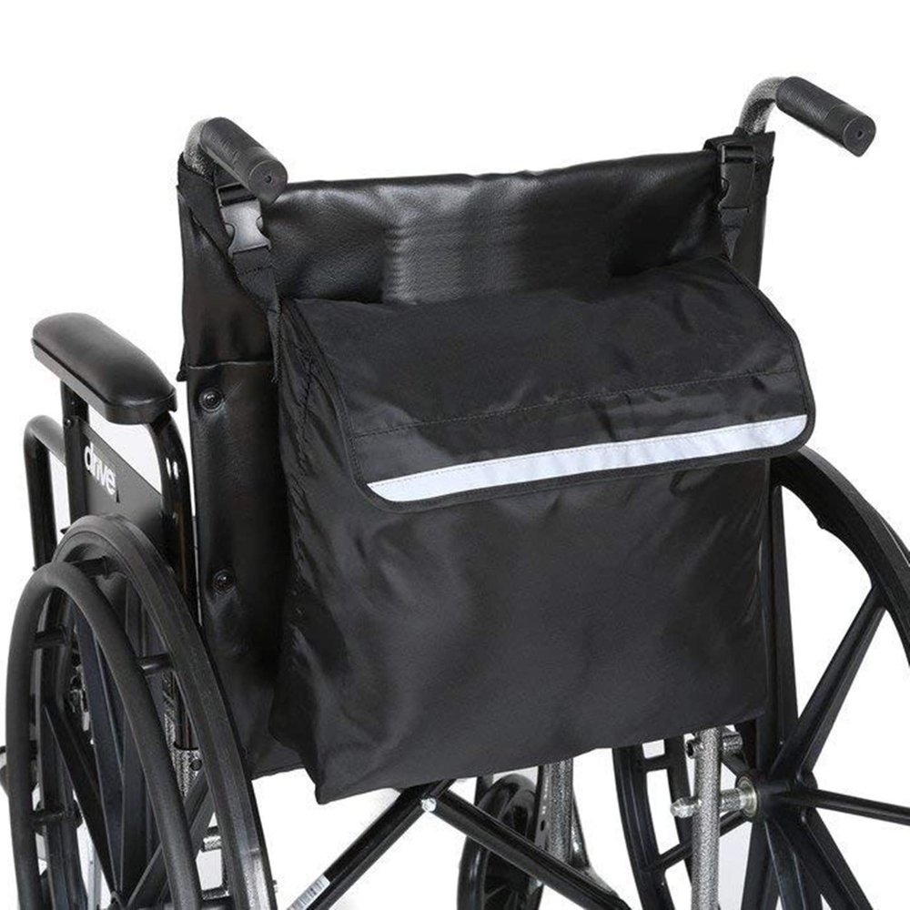 Back Wheelchair Bag,With Reflective Strips - Waterproof Oxford Wheelchair Storage Bag for Home/Outdoor/Baby Cart
