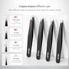 AFTREN Eyebrow Hair Tweezers Set Stainless Steel Best Precision Tweezer for Eyebrows Plucking, Facial Hair and Blackhead Ingrown Hair Remover, Daily Beauty Tool for Women 4p Set (Black) view 2