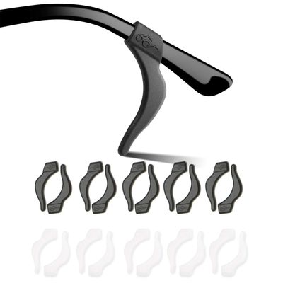 10 Pairs Non-Slip Glasses Temples, Soft Glasses Ear Hooks Frame Holder Ear Grip Hook Silicone Frame Holder for Glasses, black/white