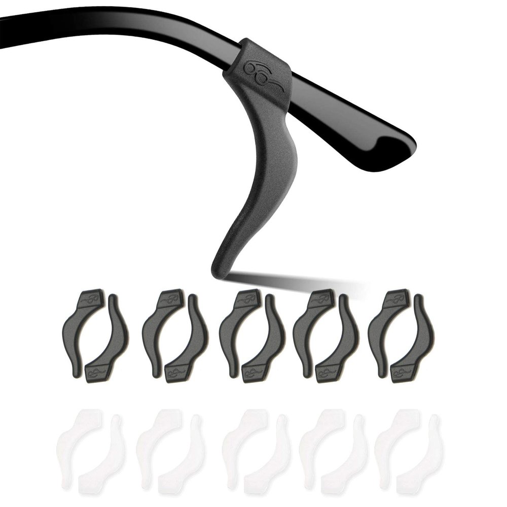 10 Pairs Non-Slip Glasses Temples, Soft Glasses Ear Hooks Frame Holder Ear Grip Hook Silicone Frame Holder for Glasses, black/white