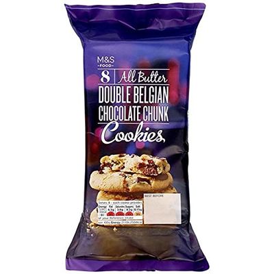 Marks and Spencers 20 AllDouble Belgian Chocolate Chunk Cookies | 2 x 7 Pack | M&S Food Vegetarian | 2 x 225g