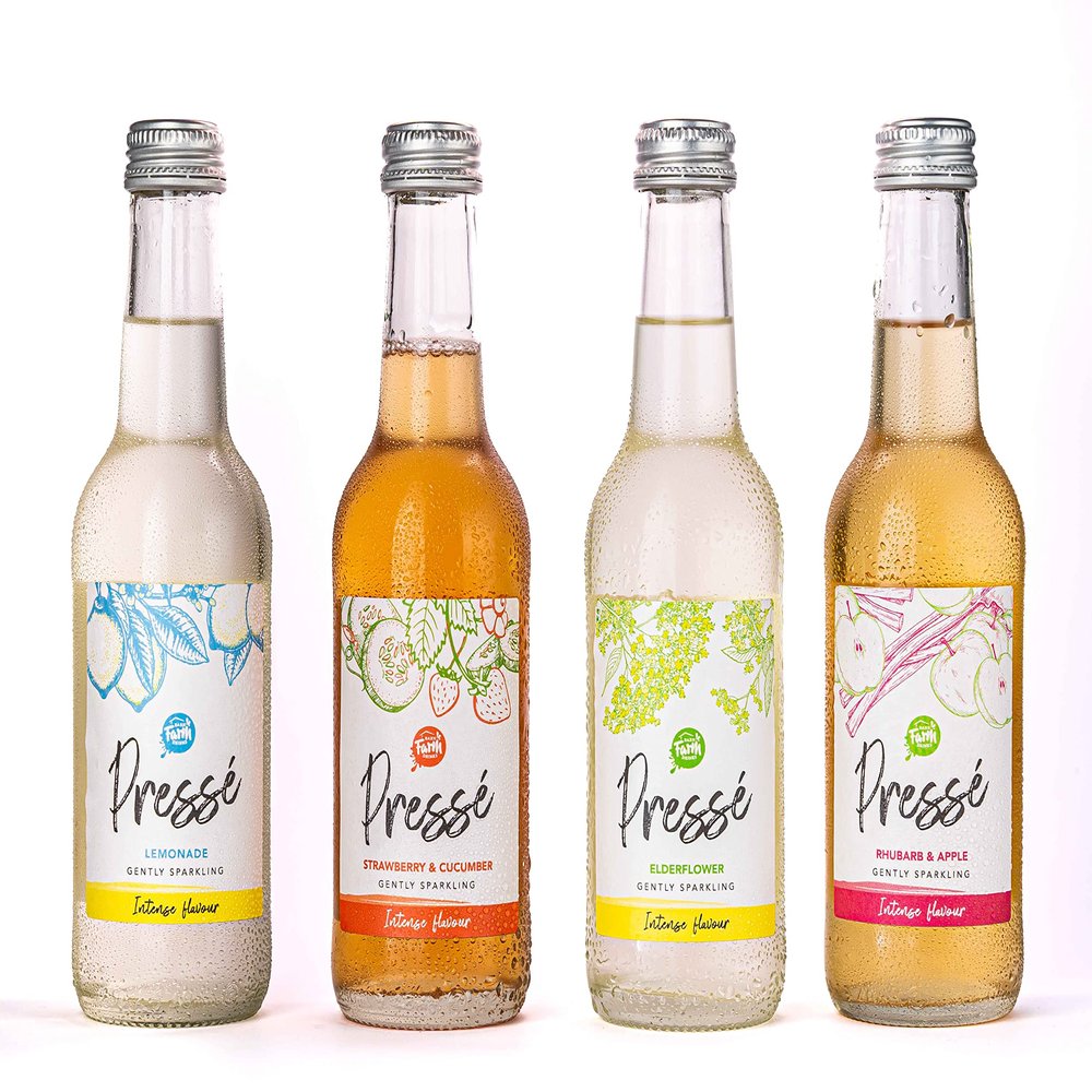 Barn Farm Drinks Presse Mixed Case 12 x 250ml Glass Bottles Soft Drink Mixers