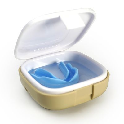 encase Dental Retainer Case with Dental Bath  Dual Purpose Hygienic Denture Case for Storage and Immersion of Mouthguards, Ortho Retainers + Dental Appliances (Beige)