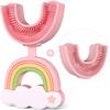 Funthy U-Shaped Kids Toothbrush, Manual Training Toothbrush with Food Grade Soft Silicone Toothbrush, 360 Oral Teeth Cleaning Design for Children Infant and Toddler -Pink||7-14 years view 1