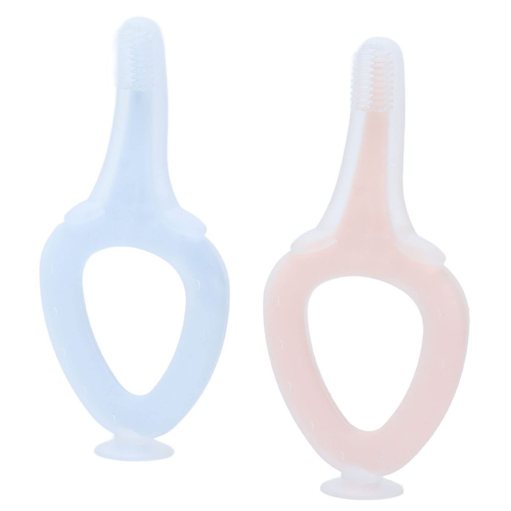 CHICIRIS Baby Toothbrush, Silicone Rings Lightweight Portable Baby Training Toothbrush Silicone Bristles Comfortable Handle for Child for Bathroom for Baby