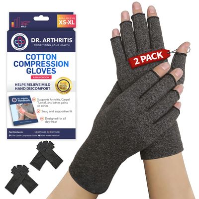 Doctor Developed Compression Gloves/Arthritis Gloves for Women & Men & Doctor Written Handbook - Carpal tunnel relief, Arthritis, Raynauds, 2 Pairs (XL)