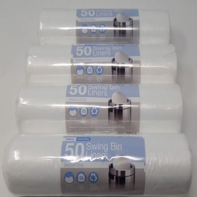 200 x 35L Medium Duty Swing Bin Liners Flat Top 555x710mm (22x28") White