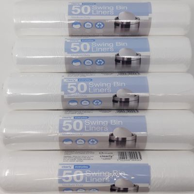250 x 35L Medium Duty Swing Bin Liners Flat Top 555x710mm (22x28") White