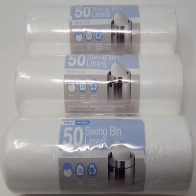 150 x 35L Medium Duty Swing Bin Liners Flat Top 555x710mm (22x28") White