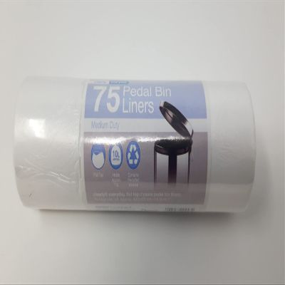 75 x 10L Medium Duty Pedal Bin Liners Flat Top 420x420mm (16.5x16.5") White