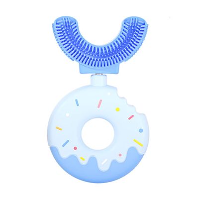 JAWSEU Kids U-Shaped Toothbrush, Doughnut Manual Toothbrush, 360 Silicone, Blue, Ages 2-6