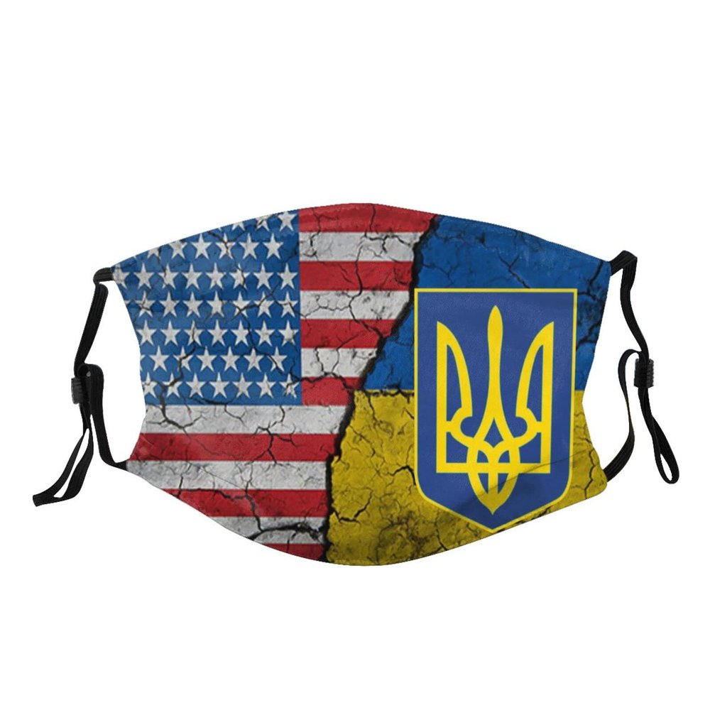 Save Ukraine Ukrainian Reusable Face Mask Washable Adjustable Dust Balaclava Scarf Protection Face with 2 Pcs Filters