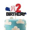 Baseball 1st Birthday Cake Topper, Baseball One Cake Topper, Baseball Cake Decor, Baseball Baby Boy First Birthday Party Decoration - Black Glitter (2) view 1